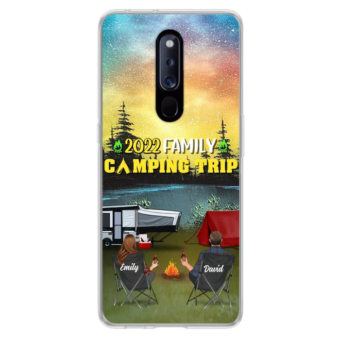 Custom Personalized Family Camping Trip Phone Case - Couple/ Single Parent/ Parents With Upto 2 Kids And 3 Pets - Gift Idea For Whole Family/ Camping Lover - Case For Xiaomi, Oppo And Huawei