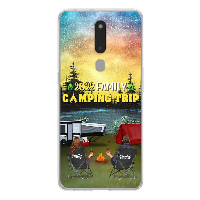 Custom Personalized Family Camping Trip Phone Case - Couple/ Single Parent/ Parents With Upto 2 Kids And 3 Pets - Gift Idea For Whole Family/ Camping Lover - Case For Xiaomi, Oppo And Huawei