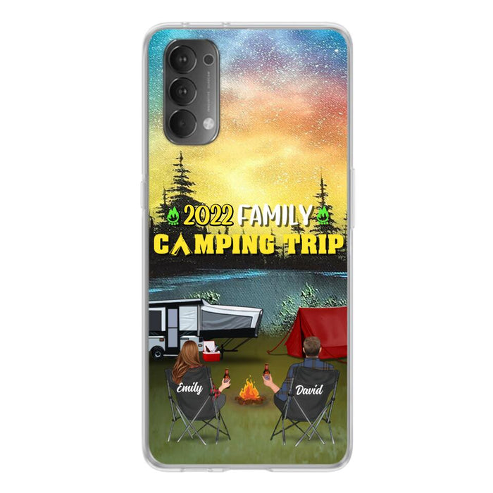 Custom Personalized Family Camping Trip Phone Case - Couple/ Single Parent/ Parents With Upto 2 Kids And 3 Pets - Gift Idea For Whole Family/ Camping Lover - Case For Xiaomi, Oppo And Huawei