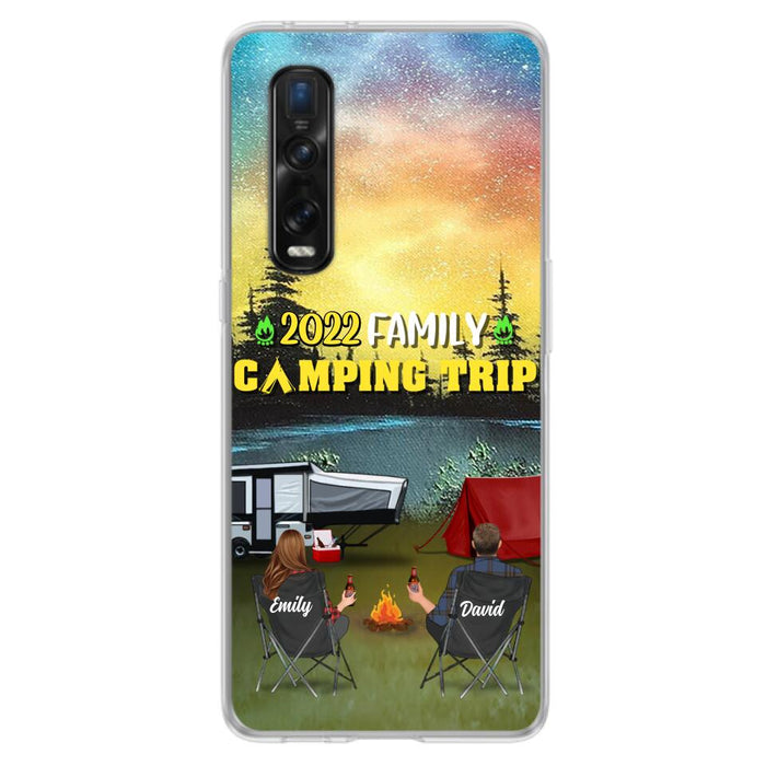 Custom Personalized Family Camping Trip Phone Case - Couple/ Single Parent/ Parents With Upto 2 Kids And 3 Pets - Gift Idea For Whole Family/ Camping Lover - Case For Xiaomi, Oppo And Huawei