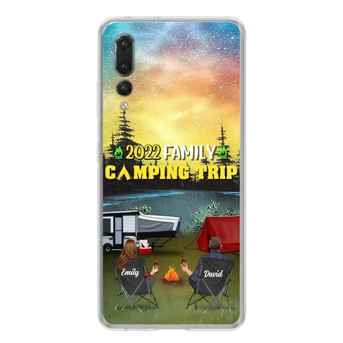 Custom Personalized Family Camping Trip Phone Case - Couple/ Single Parent/ Parents With Upto 2 Kids And 3 Pets - Gift Idea For Whole Family/ Camping Lover - Case For Xiaomi, Oppo And Huawei