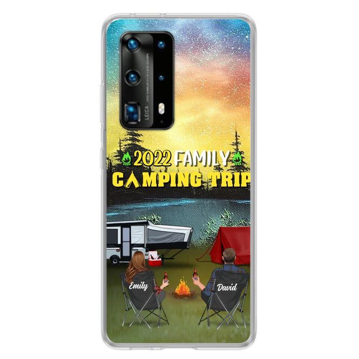 Custom Personalized Family Camping Trip Phone Case - Couple/ Single Parent/ Parents With Upto 2 Kids And 3 Pets - Gift Idea For Whole Family/ Camping Lover - Case For Xiaomi, Oppo And Huawei