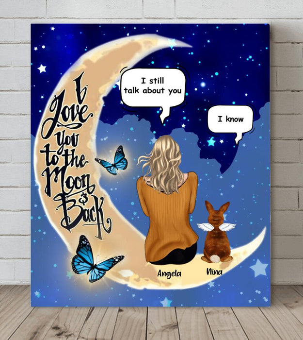 Custom Personalized Memorial Rabbit Canvas - Upto 6 Rabbits - Memorial Gift For Rabbit Lovers - I Love You To The Moon & Back