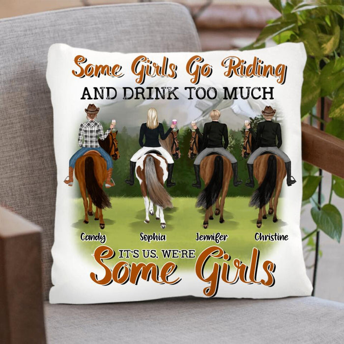 Custom Personalized Riding Horse Friends Quilt/Fleece Blanket, Pillow Cover- Gift for Besties, Horse Lovers - Up to 4 Besties - Apparently we're trouble when we ride together