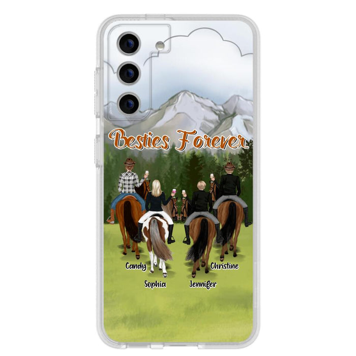 Custom Personalized Riding Horse Friends iPhone/Samsung Cases - Gift for Besties, Horse Lovers - Up to 4 Besties - Besties Forever