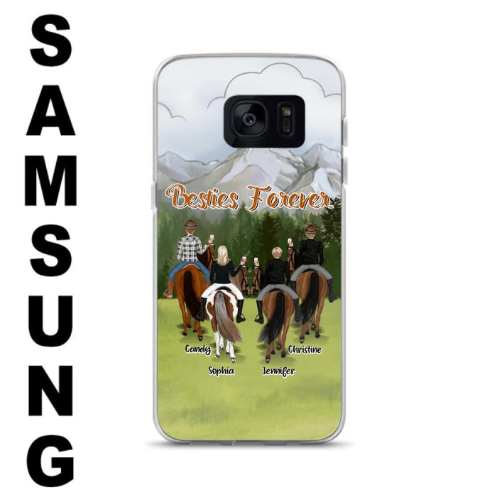 Custom Personalized Riding Horse Friends iPhone/Samsung Cases - Gift for Besties, Horse Lovers - Up to 4 Besties - Besties Forever