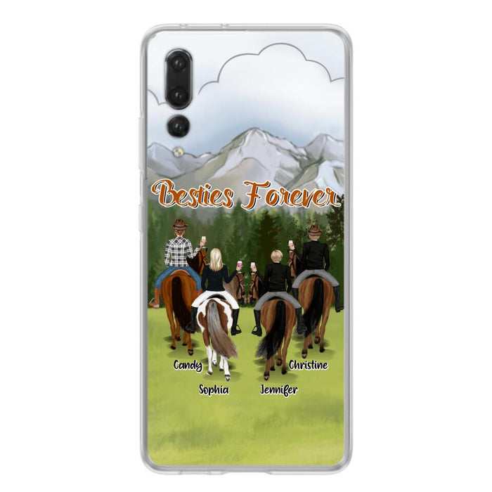 Custom Personalized Riding Horse Friends Huawei/Xiaomi/Oppo Cases - Gift for Besties, Horse Lovers - Up to 4 Besties - Besties Forever