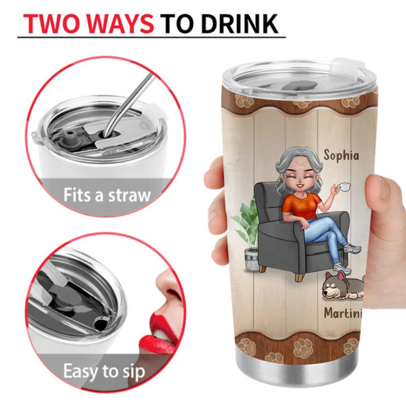 Personalized Dog Mom Tumbler - Up to 4 Dogs - Retired Gift Idea For Mother/Grandma/Dog 
 Lover