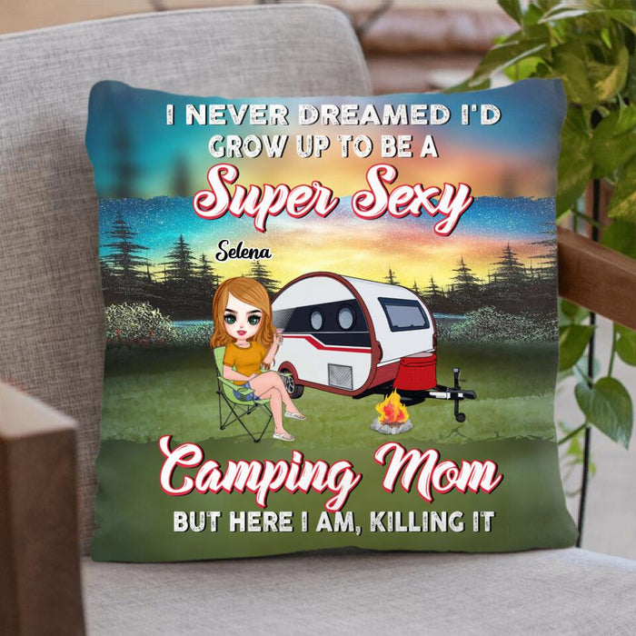 Custom Personalized Camping Mom Pillow Cover & Fleece/ Quilt Blanket - Upto 3 Dogs - Gift Idea For Camping Lover/ Dog Lover/ Mother's Day - Camping Mom Classy Sassy And A Bit Smart Assy