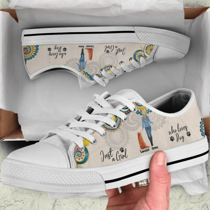 Custom Personalized Dog Mom Sneakers - Upto 4 Dogs - Gift Idea For Dog Lovers - Just A Girl Who Loves Dogs