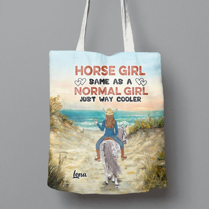 Personalized Horse Girl Canvas Bag - Up to 3 People - Gift Idea For Horse Lover - Horse Girl Same As A Normal Girl Just Way Cooler