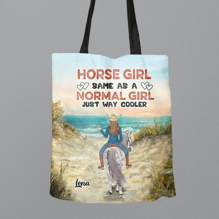 Personalized Horse Girl Canvas Bag - Up to 3 People - Gift Idea For Horse Lover - Horse Girl Same As A Normal Girl Just Way Cooler