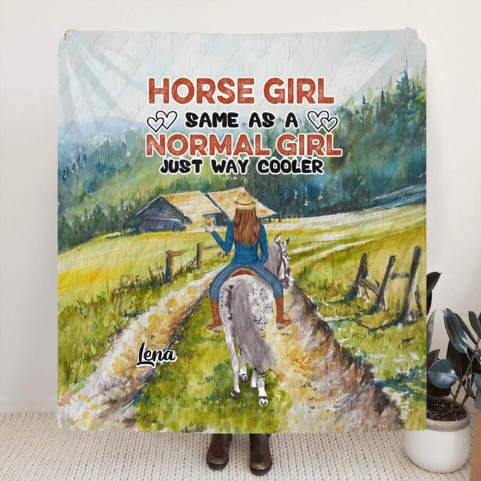 Custom Personalized Horse Girl Quilt/Fleece Blanket & Pillow Cover - Upto 3 People - Gift Idea For Horse Lover - Horse Girl Same As A Normal Girl Just Way Cooler