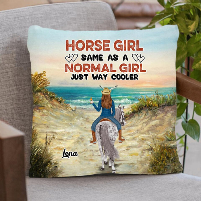 Custom Personalized Horse Girl Quilt/Fleece Blanket & Pillow Cover - Upto 3 People - Gift Idea For Horse Lover - Horse Girl Same As A Normal Girl Just Way Cooler