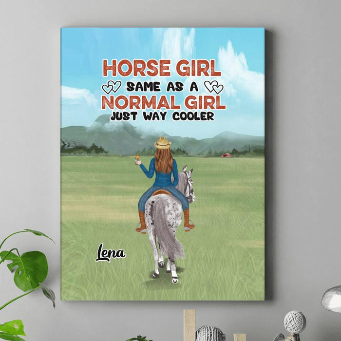 Custom Personalized Horse Girl Canvas - Upto 3 People - Gift Idea For Horse Lover - Horse Girl Same As A Normal Girl Just Way Cooler