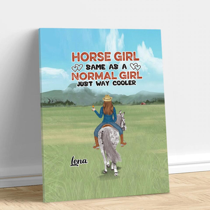 Custom Personalized Horse Girl Canvas - Upto 3 People - Gift Idea For Horse Lover - Horse Girl Same As A Normal Girl Just Way Cooler