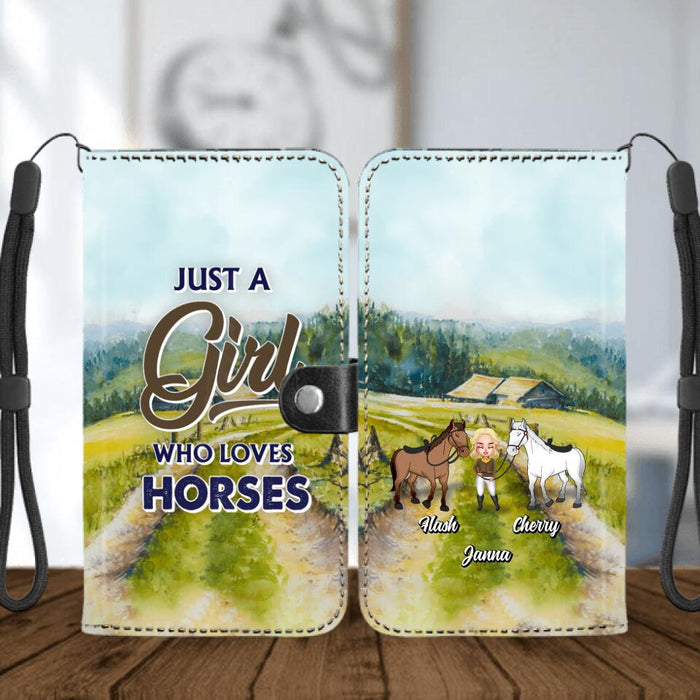 Custom Personalized Horse Lady Phone Wallets - Gift Idea For Horse Lovers with up to 2 Horses - Just A Girl Who Loves Horses