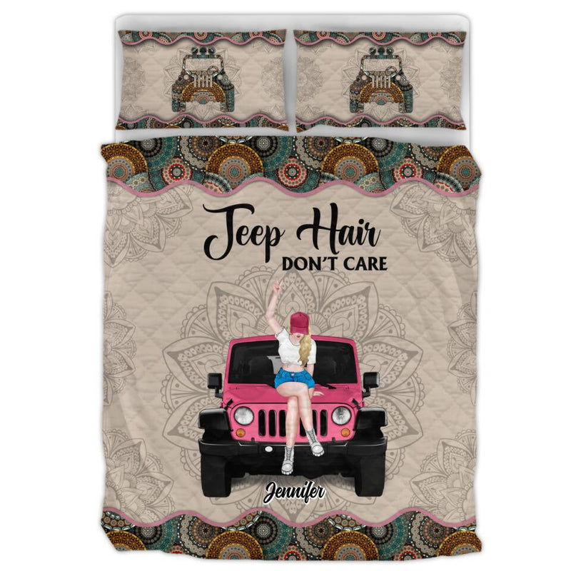 Personalized Off-road Girl Quilt Bed Sets - Up to 4 Dogs - Gift Idea For Dog/Off-road Lovers