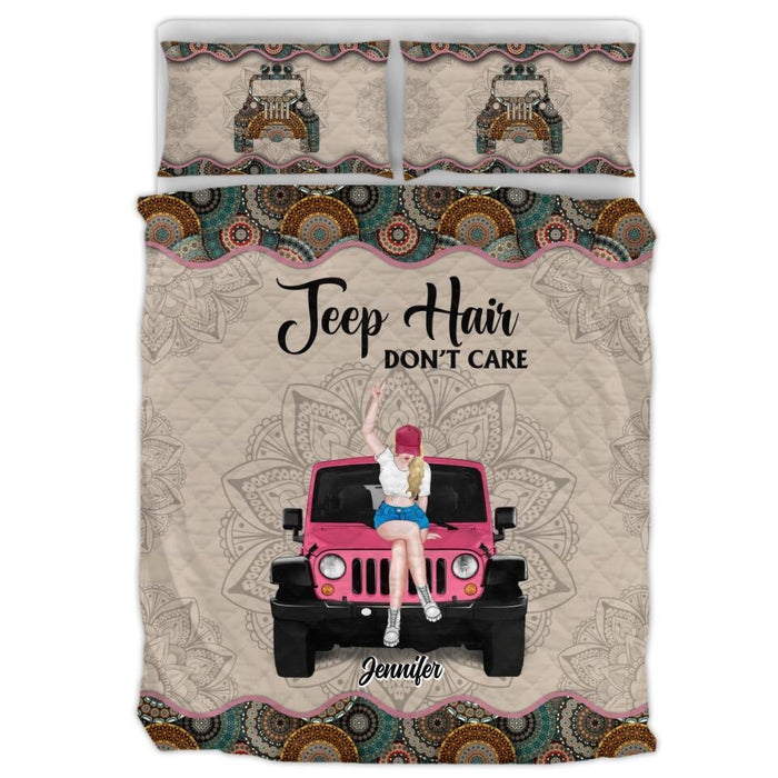 Custom Personalized Off-road Girl Quilt Bed Sets - Upto 4 Dogs - Gift Idea For Dog/Off-road Lovers