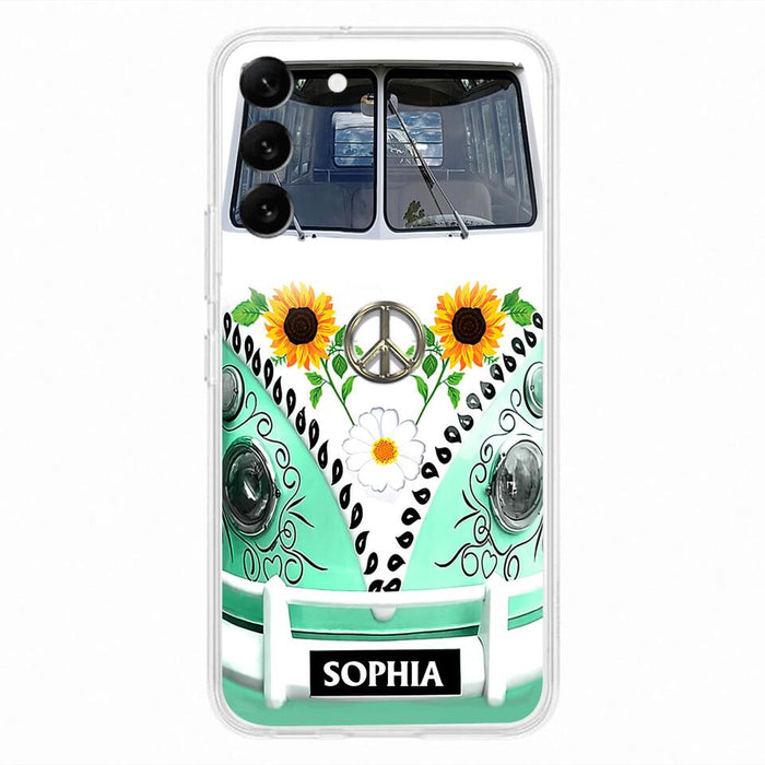 Custom Personalized Sunflower Peace Bus Phone Case - Best Gift Idea For Bus Lovers - Cases For iPhone And Samsung