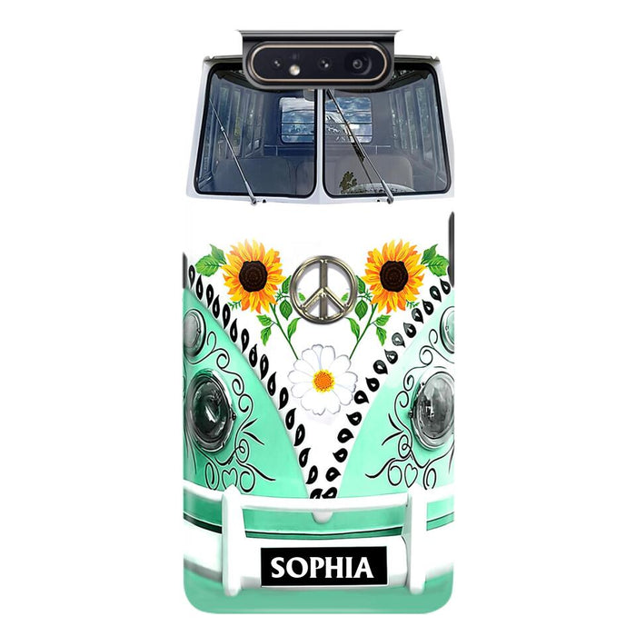 Custom Personalized Sunflower Peace Bus Phone Case - Best Gift Idea For Bus Lovers - Cases For iPhone And Samsung