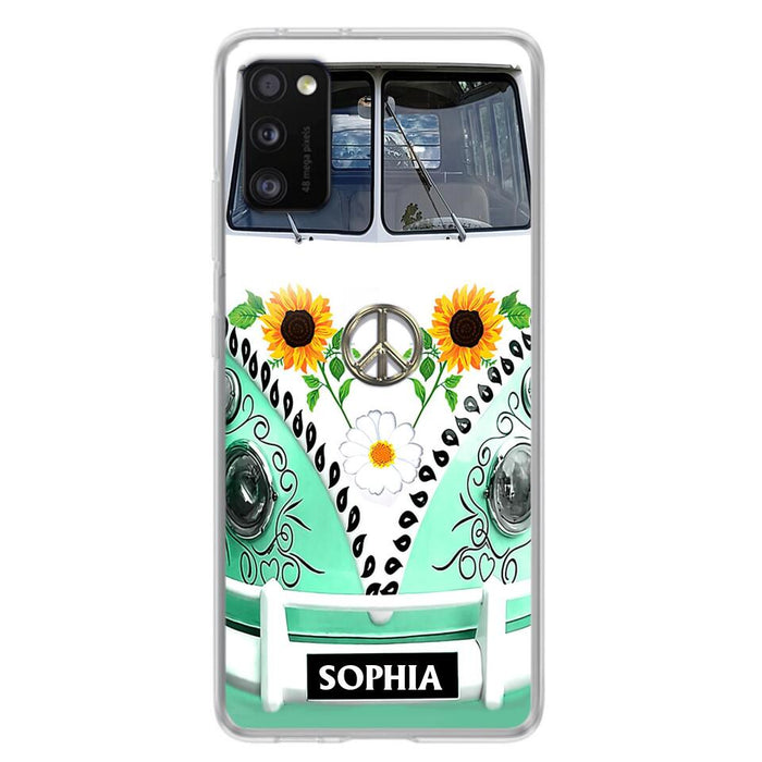 Custom Personalized Sunflower Peace Bus Phone Case - Best Gift Idea For Bus Lovers - Cases For iPhone And Samsung