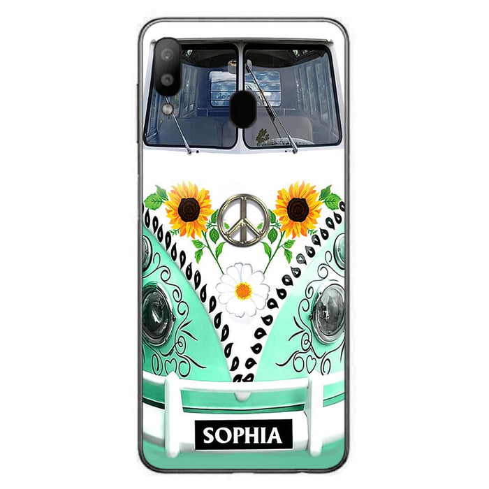 Custom Personalized Sunflower Peace Bus Phone Case - Best Gift Idea For Bus Lovers - Cases For iPhone And Samsung