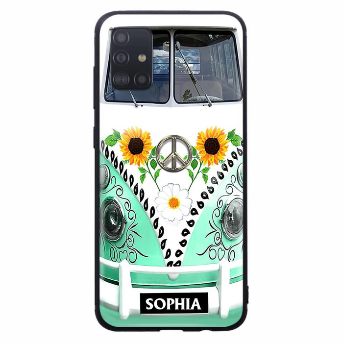 Custom Personalized Sunflower Peace Bus Phone Case - Best Gift Idea For Bus Lovers - Cases For iPhone And Samsung