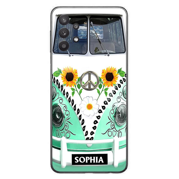 Custom Personalized Sunflower Peace Bus Phone Case - Best Gift Idea For Bus Lovers - Cases For iPhone And Samsung