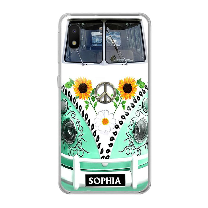 Custom Personalized Sunflower Peace Bus Phone Case - Best Gift Idea For Bus Lovers - Cases For iPhone And Samsung