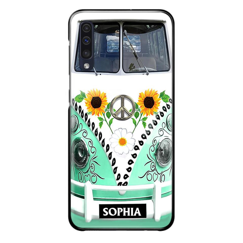 Custom Personalized Sunflower Peace Bus Phone Case - Best Gift Idea For Bus Lovers - Cases For iPhone And Samsung