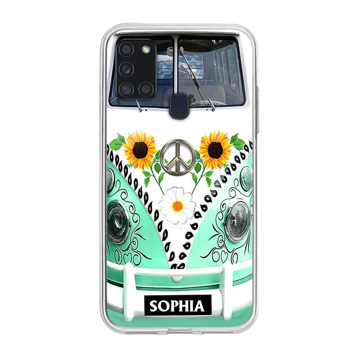 Custom Personalized Sunflower Peace Bus Phone Case - Best Gift Idea For Bus Lovers - Cases For iPhone And Samsung