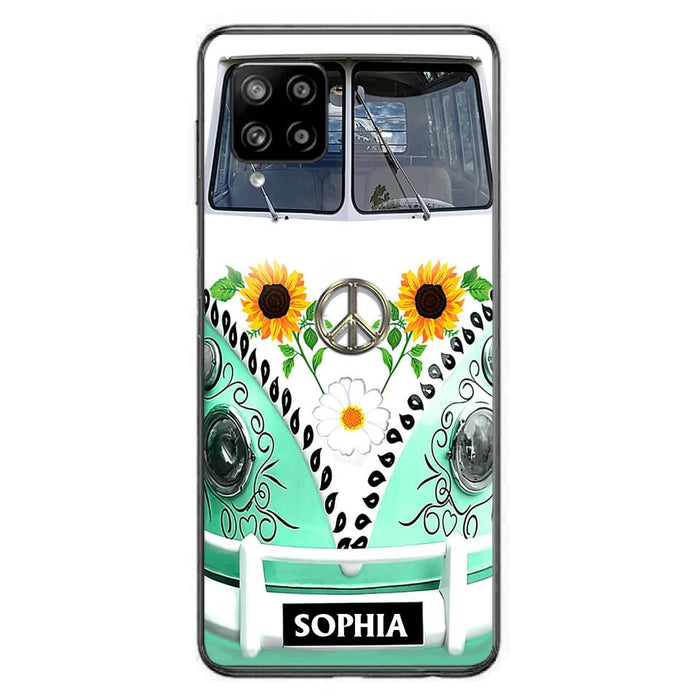 Custom Personalized Sunflower Peace Bus Phone Case - Best Gift Idea For Bus Lovers - Cases For iPhone And Samsung