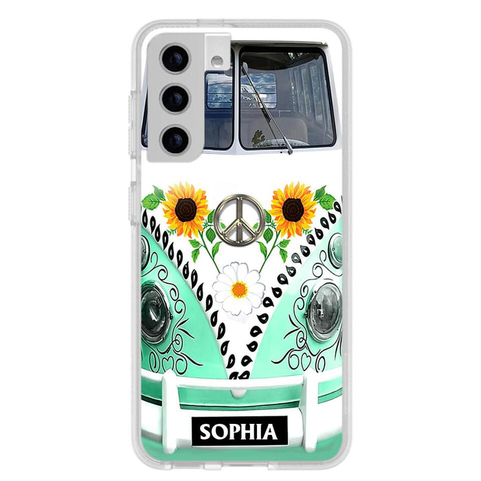 Custom Personalized Sunflower Peace Bus Phone Case - Best Gift Idea For Bus Lovers - Cases For iPhone And Samsung