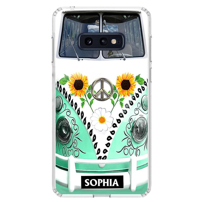 Custom Personalized Sunflower Peace Bus Phone Case - Best Gift Idea For Bus Lovers - Cases For iPhone And Samsung