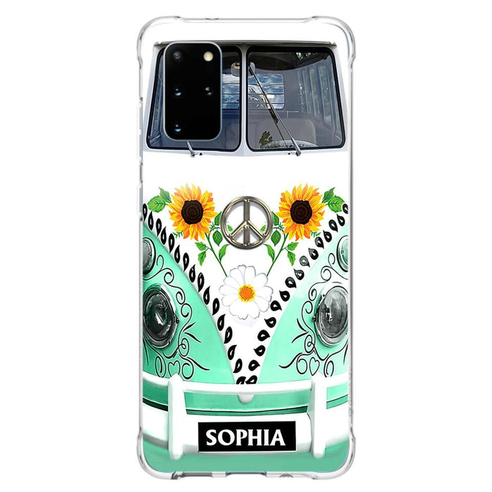 Custom Personalized Sunflower Peace Bus Phone Case - Best Gift Idea For Bus Lovers - Cases For iPhone And Samsung