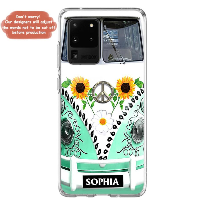 Custom Personalized Sunflower Peace Bus Phone Case - Best Gift Idea For Bus Lovers - Cases For iPhone And Samsung