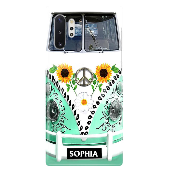 Custom Personalized Sunflower Peace Bus Phone Case - Best Gift Idea For Bus Lovers - Cases For iPhone And Samsung