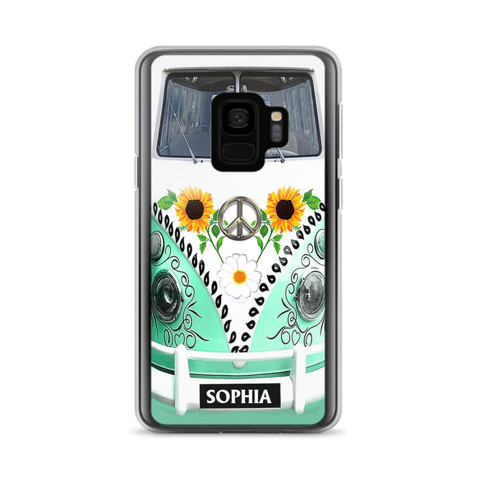 Custom Personalized Sunflower Peace Bus Phone Case - Best Gift Idea For Bus Lovers - Cases For iPhone And Samsung