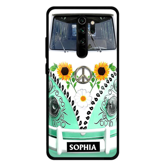 Custom Personalized Sunflower Peace Bus Phone Case - Best Gift Idea For Bus Lovers - Cases For Oppo, Xiaomi And Huawei