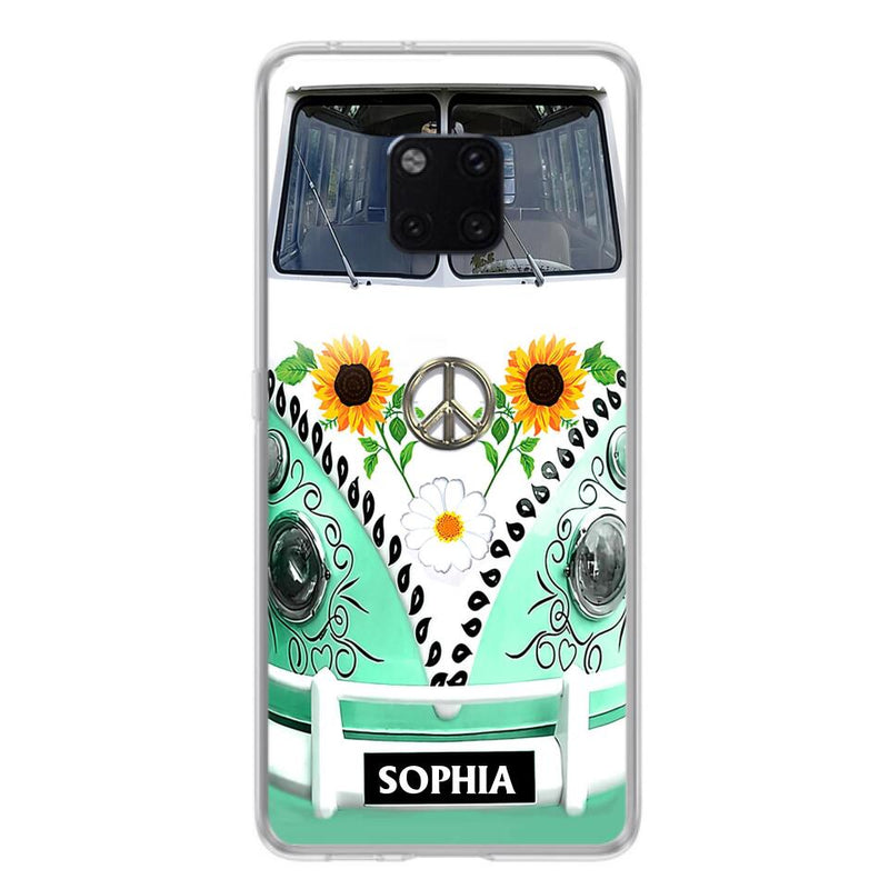 Custom Personalized Sunflower Peace Bus Phone Case - Best Gift Idea For Bus Lovers - Cases For Oppo, Xiaomi And Huawei