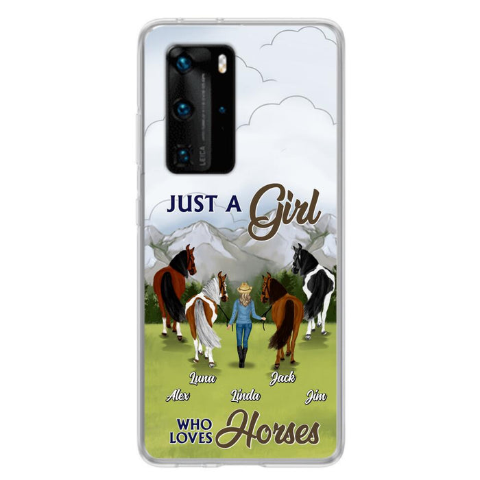 Personalized Horse Lady Phone Case for Xiaomi/ Oppo/ Huawei - Gift Idea For Horse Lovers with up to 4 Horses - Just A Girl Who Loves Horses