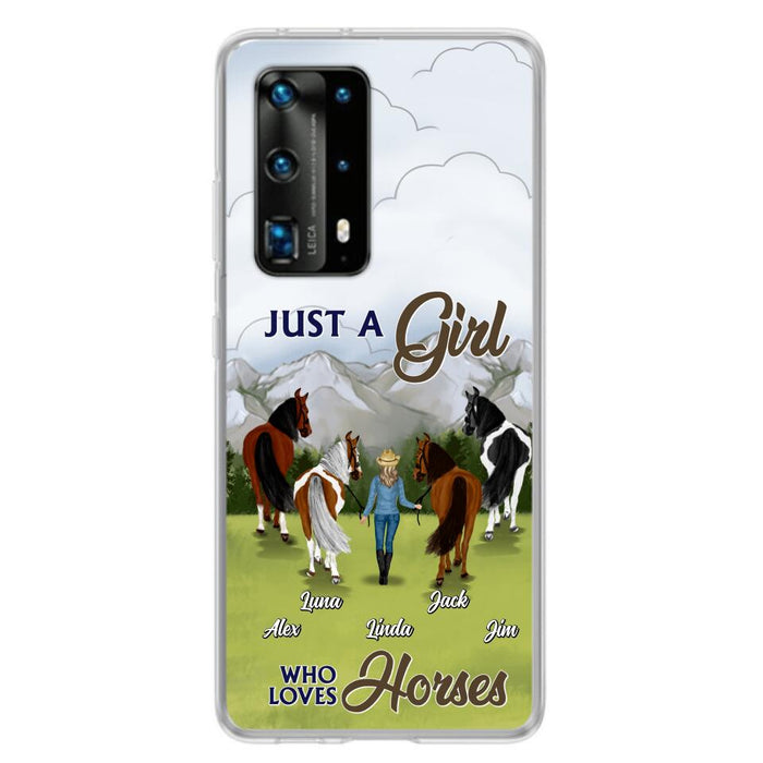 Personalized Horse Lady Phone Case for Xiaomi/ Oppo/ Huawei - Gift Idea For Horse Lovers with up to 4 Horses - Just A Girl Who Loves Horses