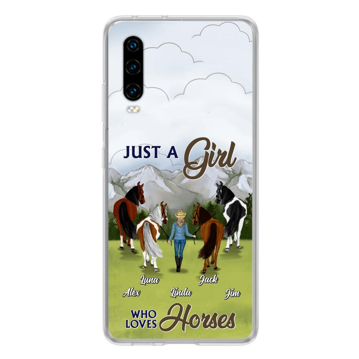 Personalized Horse Lady Phone Case for Xiaomi/ Oppo/ Huawei - Gift Idea For Horse Lovers with up to 4 Horses - Just A Girl Who Loves Horses