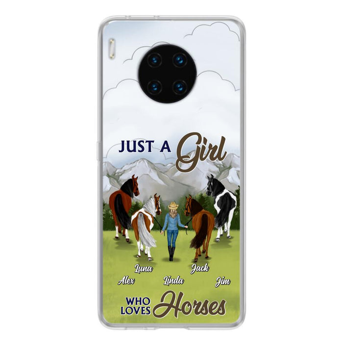 Personalized Horse Lady Phone Case for Xiaomi/ Oppo/ Huawei - Gift Idea For Horse Lovers with up to 4 Horses - Just A Girl Who Loves Horses