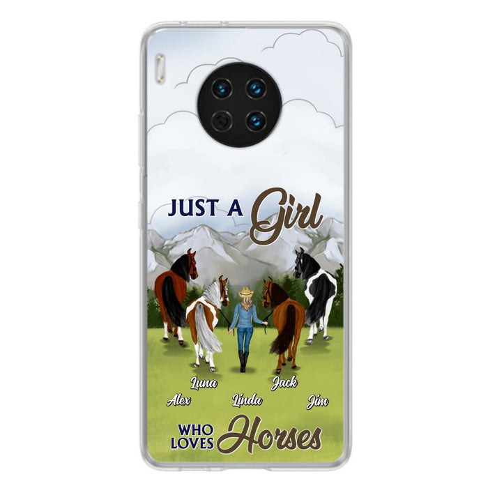 Personalized Horse Lady Phone Case for Xiaomi/ Oppo/ Huawei - Gift Idea For Horse Lovers with up to 4 Horses - Just A Girl Who Loves Horses