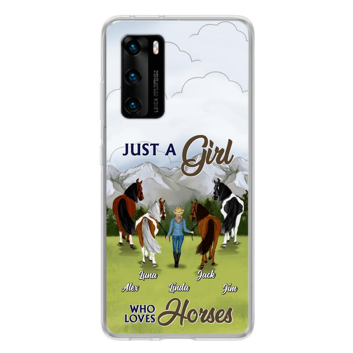 Personalized Horse Lady Phone Case for Xiaomi/ Oppo/ Huawei - Gift Idea For Horse Lovers with up to 4 Horses - Just A Girl Who Loves Horses