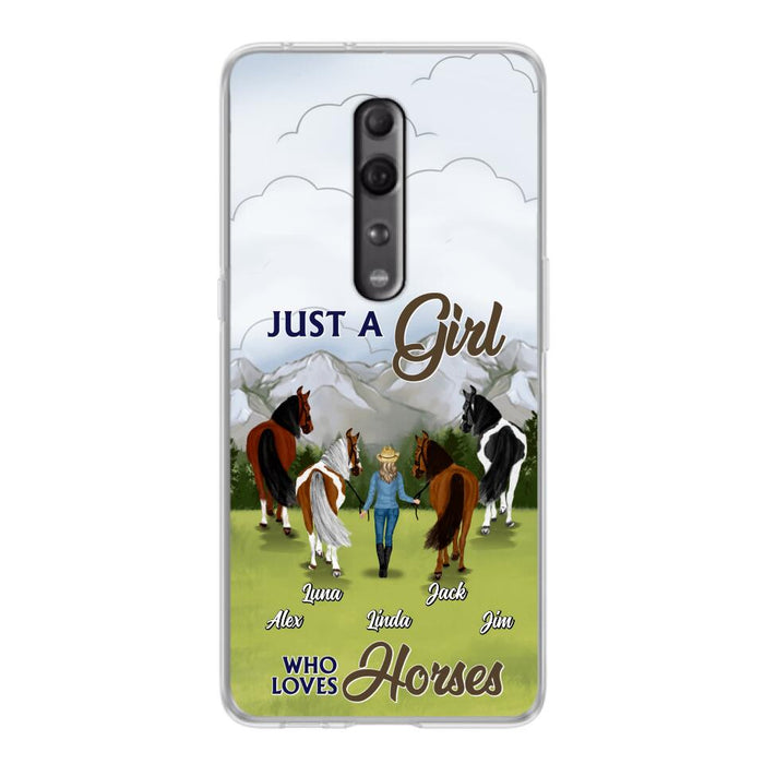 Personalized Horse Lady Phone Case for Xiaomi/ Oppo/ Huawei - Gift Idea For Horse Lovers with up to 4 Horses - Just A Girl Who Loves Horses