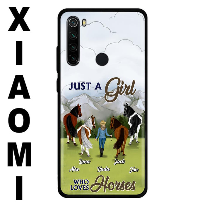 Personalized Horse Lady Phone Case for Xiaomi/ Oppo/ Huawei - Gift Idea For Horse Lovers with up to 4 Horses - Just A Girl Who Loves Horses