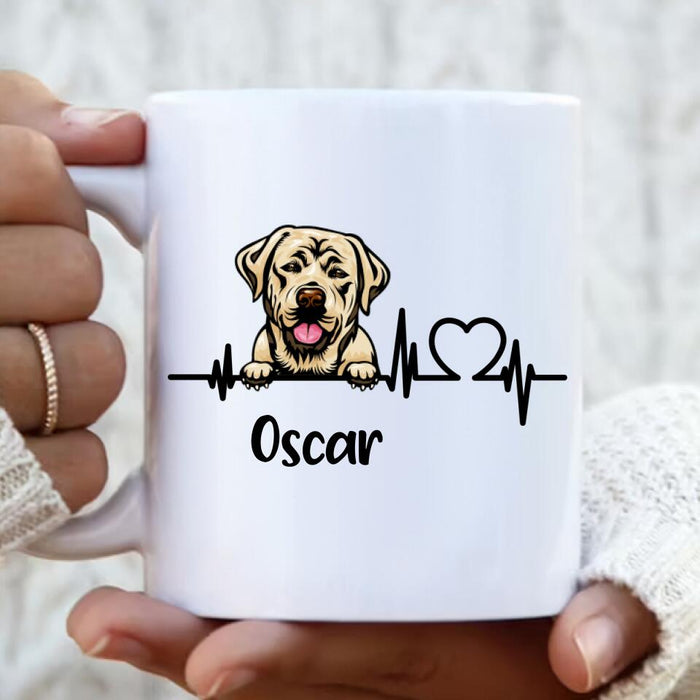 Custom Personalized Heartbeat Dog/Cat Coffee Mug - Upto 2 Pets - Gift Idea For Dog/ Cat Lover